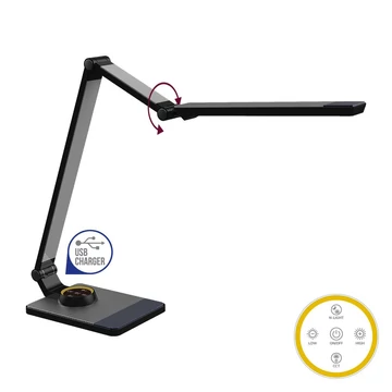 AKAN LED íróasztali lámpa 10W/500lm 3000-6300K +USB matt ezüst