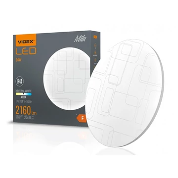 Videx Mila 24 W-os  átm.326 mm kör alakú natúr fehér mennyezeti lámpa IP44-es védettségű; fürdő, fürdőszobai lámpa
