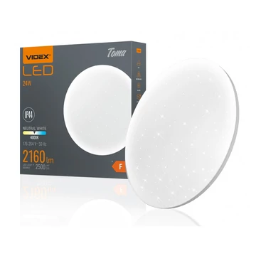 Videx Toma 24 W-os  átm.326 mm kör alakú natúr fehér mennyezeti lámpa IP44-es védettségű; fürdő, fürdőszobai lámpa