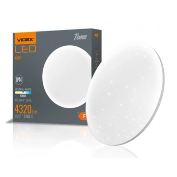 Videx Toma 48 W-os  átm.480 mm kör alakú natúr fehér mennyezeti lámpa IP44-es védettségű; fürdő, fürdőszobai lámpa