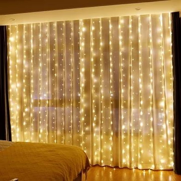 MasterLED 3x3m-es LED függöny meleg fehér  USB csatlakozóval és távirányá­tóval