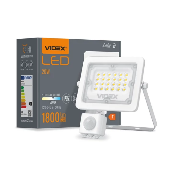 Videx Luka 20 W-os mozgásérzékelős natúrfehér LED reflektor