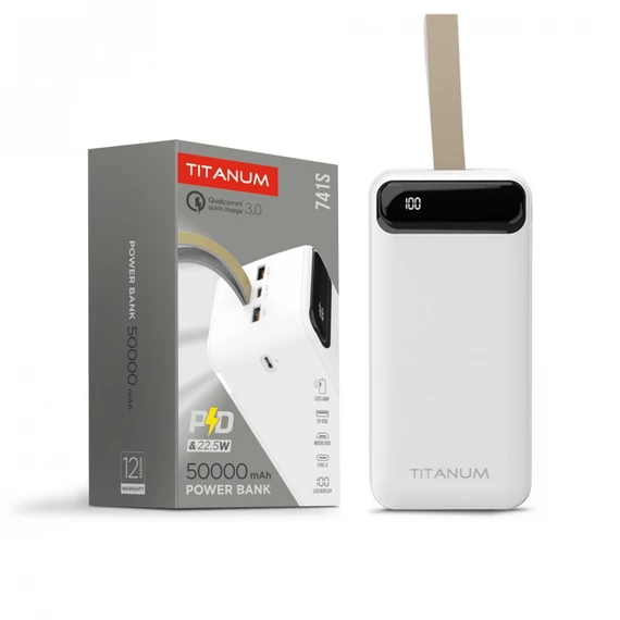 Videx TITANUM power bank  fehér szí­nű  50000mAh  22 5W  QC+PD