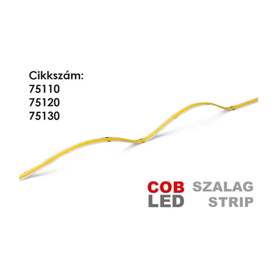 LED Szalag beltéri 24V, 4 Watt, 8 mm COB/320 LED, ~360 Lumen, 2800-3200K (meleg fehér)