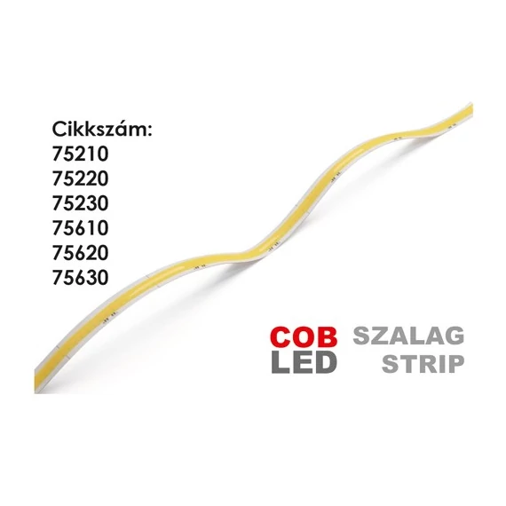 LED Szalag beltéri 24V, 8 Watt, 8 mm COB/320 LED, ~760 Lumen, 6000-6500K (hideg fehér)