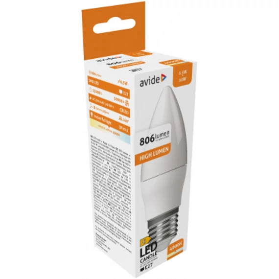 Avide LED Candle 6.5W E27 NW 4000K