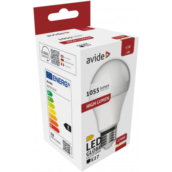 Avide LED Globe A60 9.5W E27 EW 2700K