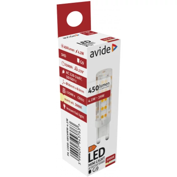 Avide LED 4.2W G9 WW 3000K