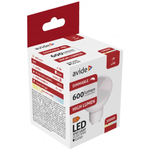 Avide LED Spot Plastic Fényerőszabályzós 7W GU10 WW 3000K