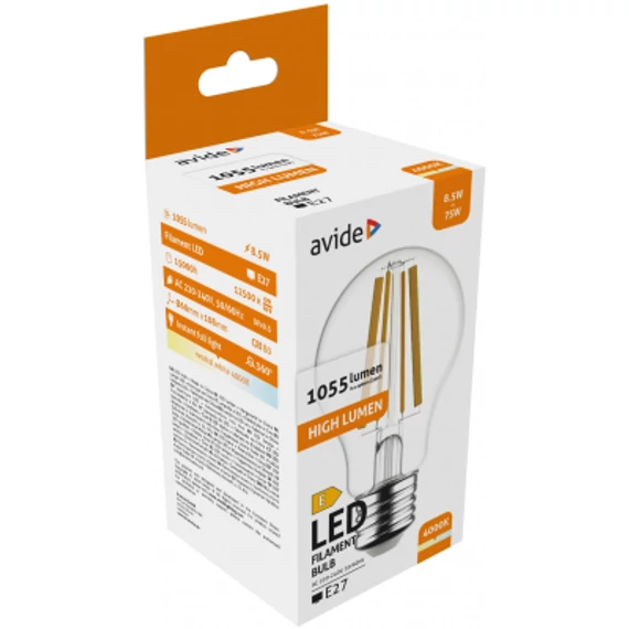 Avide LED Filament Globe 8.5W E27 NW 4000K High Lumen