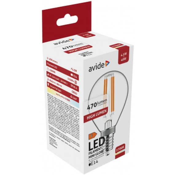 Avide LED Filament Mini Globe 4.5W E14 WW 2700K