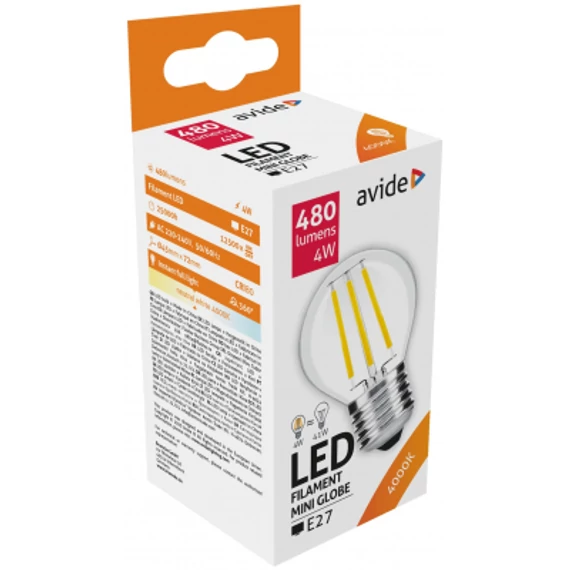 Avide LED Filament Mini Globe 4W E27 NW 4000K