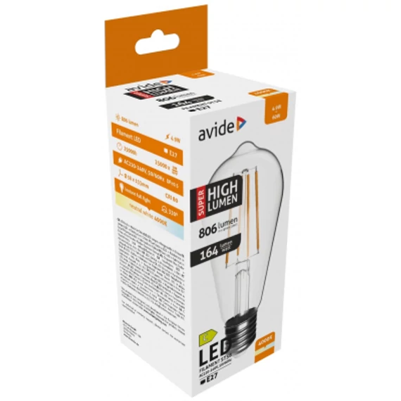 Avide LED Filament ST58 4.9W E27 NW 4000K Super High Lumen