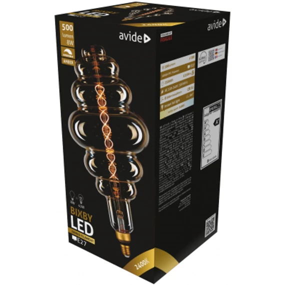 Avide LED Jumbo Filament Bixby 200x410mm Amber 8W E27 2400K Fényerőszabályzós