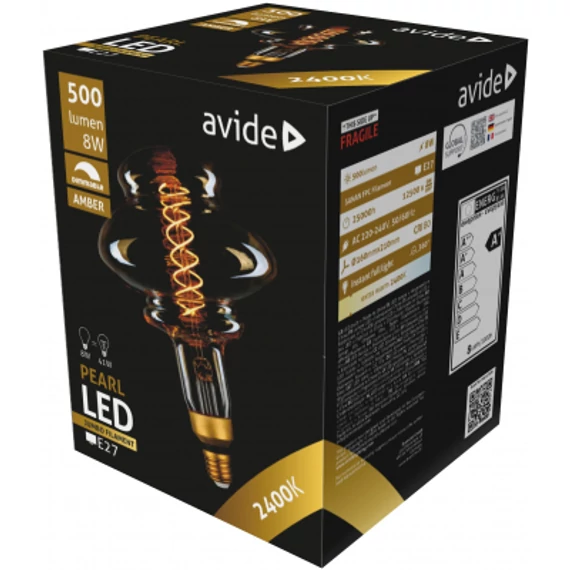 Avide LED Jumbo Filament Pearl 160x210mm Amber 8W E27 2400K Fényerőszabályzós