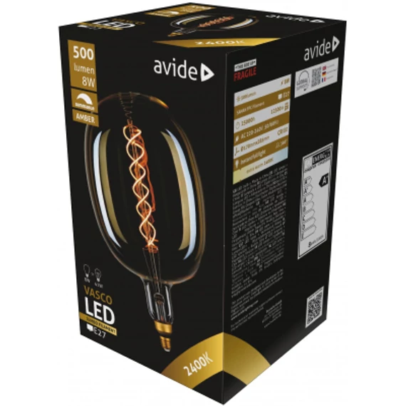 Avide LED Jumbo Filament Vasco 170x285mm Amber 8W E27 2400K Fényerőszabályzós