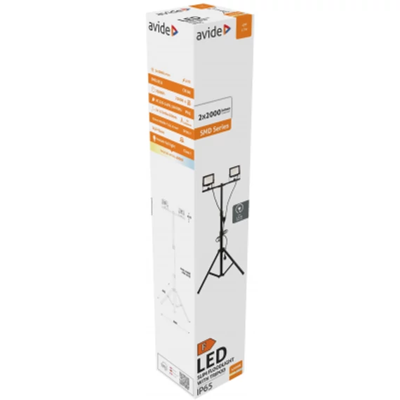 Avide LED Reflektor Slim SMD 2x20W NW 4000K 2 fej Tripoddal