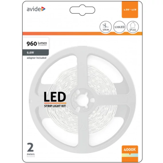 Avide LED Szalag Bliszter 12V 4.8W SMD2835 60LED 4000K IP20 2m