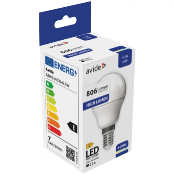 Avide LED Globe Mini G45 6.5W E14 CW 6400K