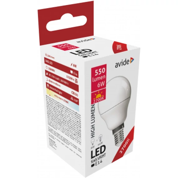 Avide LED Globe Mini G45 6W E14 EW 2700K