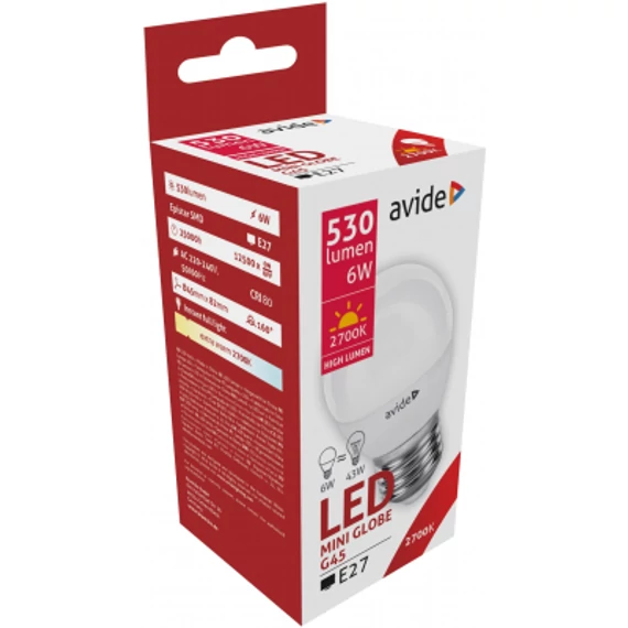 Avide LED Globe Mini G45 6W E27 EW 2700K