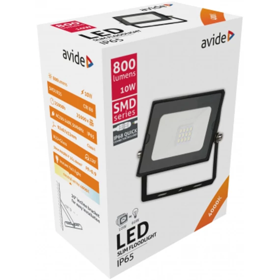 Avide LED Reflektor Slim SMD 10W NW 4000K Gyorscsat.