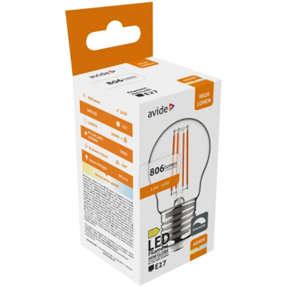 Avide LED Filament Mini Globe 5.9W E27 NW 4000K Fényerőszabályozható