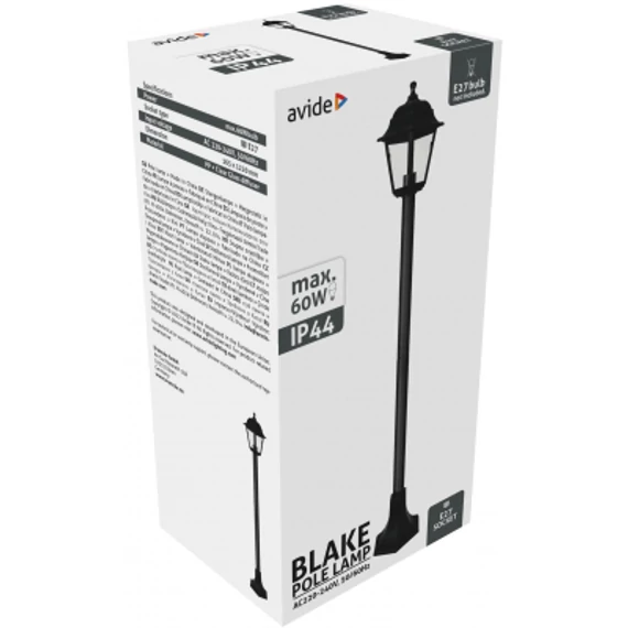 Avide Kültéri Álló Lámpa Blake 1xE27 1200mm Fekete IP44