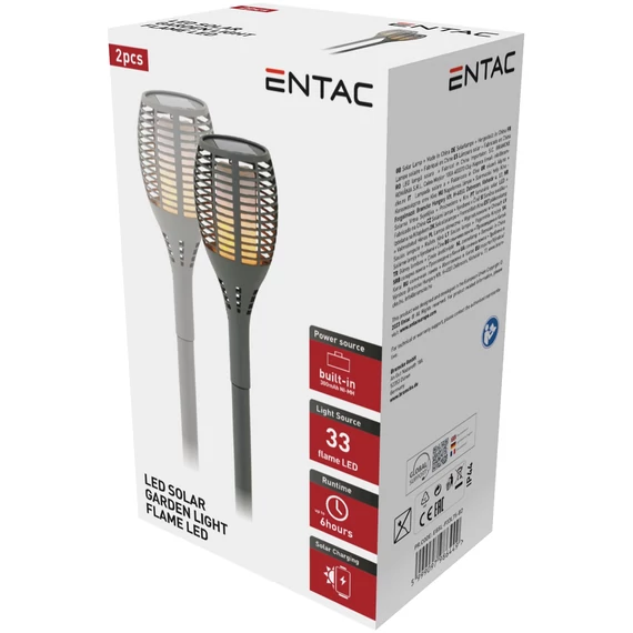 Entac Kerti Szolár fáklya láng effekttel 560mm 33 LED 2db/csomag