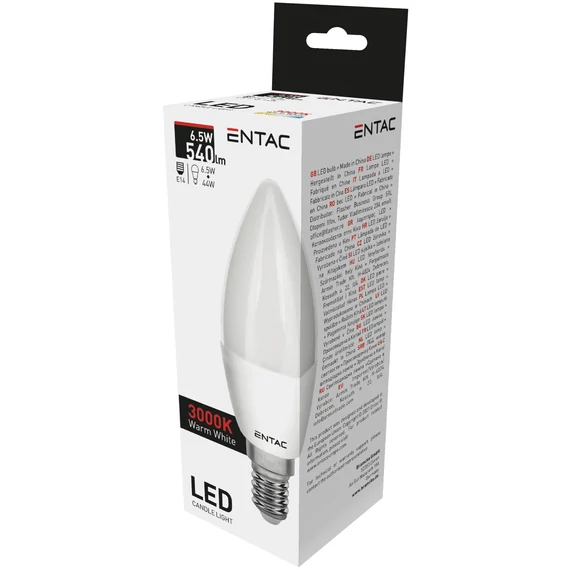 Entac LED Candle E14 6,5W WW 3000K