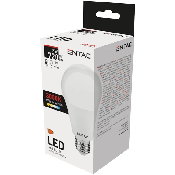 Entac LED Globe E27 8W WW 3000K