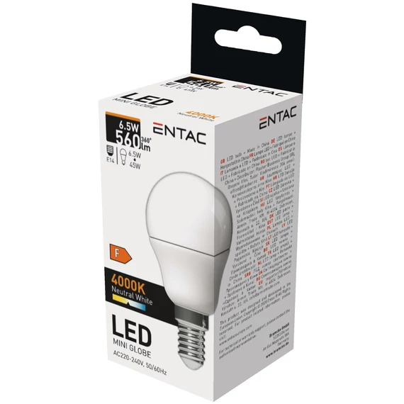 Entac LED Mini Globe E14 6,5W NW 4000K