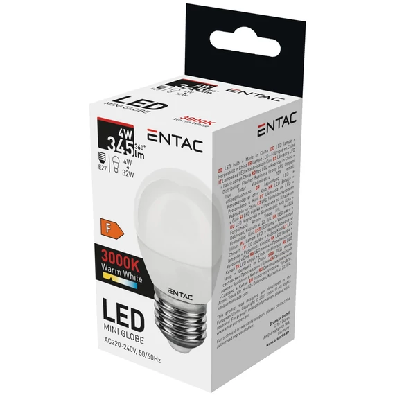 Entac LED Mini Globe E27 4W WW 3000K