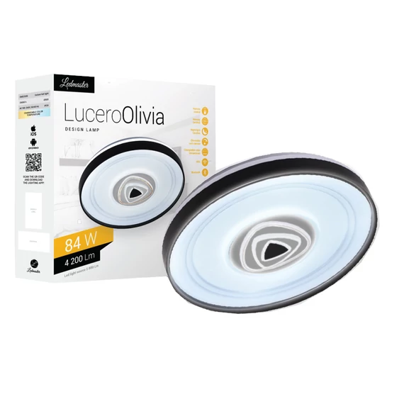 Lucero Olivia 84 W-os  50 cm átmérőjű fehér LED távirányí­tós és mobil applikációval vezérelhető mennyezeti lámpa