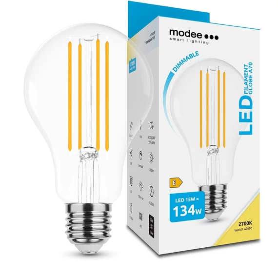 Modee LED Izzó Filament A70 15W E27 360° 2700K (2000 lumen) dimm. ERP