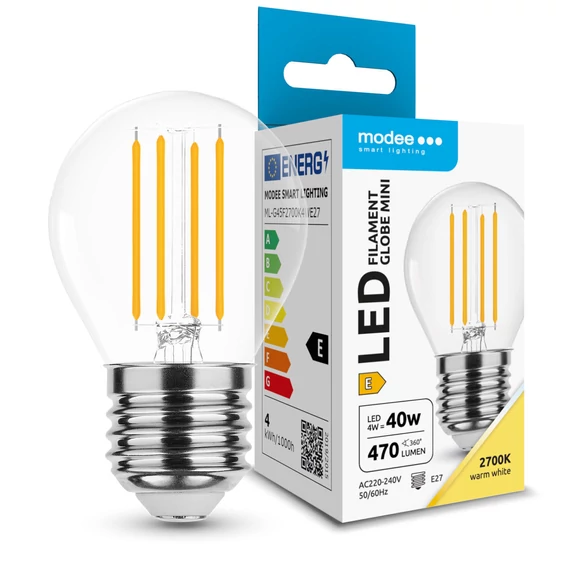 Modee LED Izzó Filament G.Mini G45 4W E27 360° 2700K (470 lumen) ERP