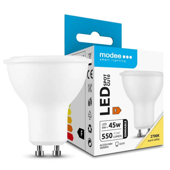 Modee LED Izzó Spot Alu-Plastic 6W GU10 110° 2700K (550 lumen) dimm. ERP