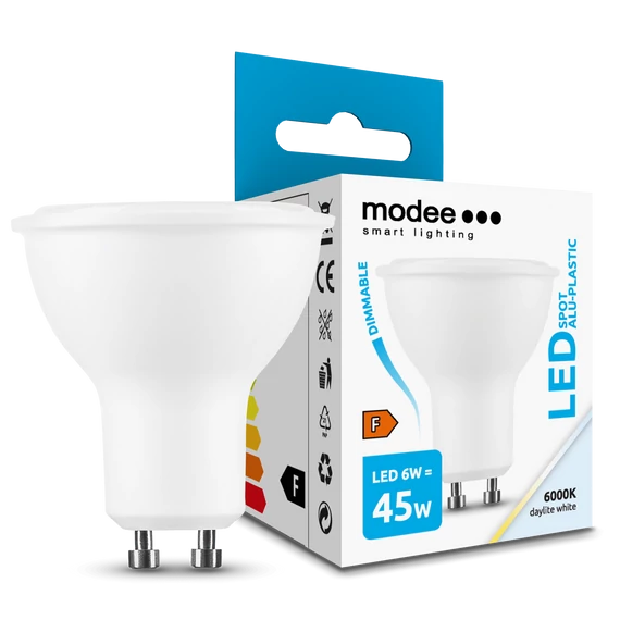 Modee LED Izzó Spot Alu-Plastic 6W GU10 110° 6000K (550 lumen) dimm. ERP