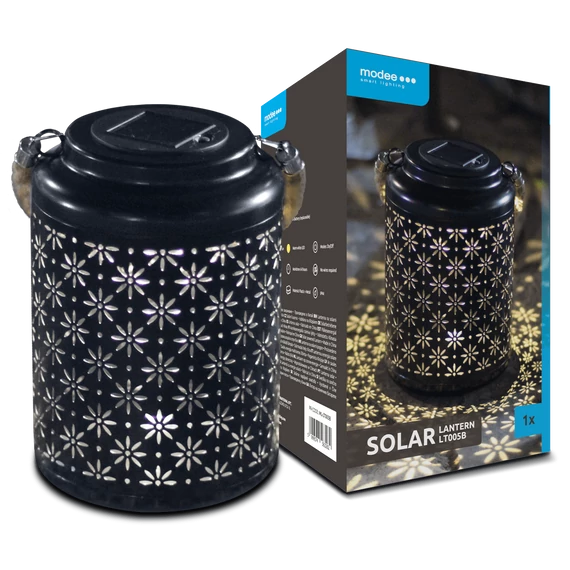 Modee Lighting LED Szolár Napelemes Lámpás LT005B (H26x17x17cm) fekete