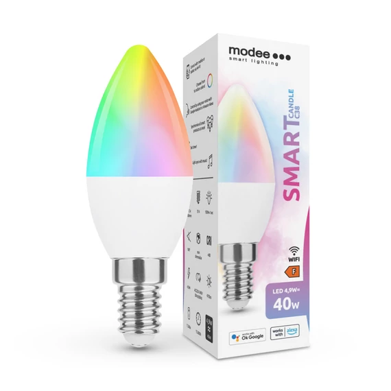 Modee LED Smart (Tuya Wi-Fi) Candle (Gyertya) C38 4,9W E14 180° RGB (470 lumen)