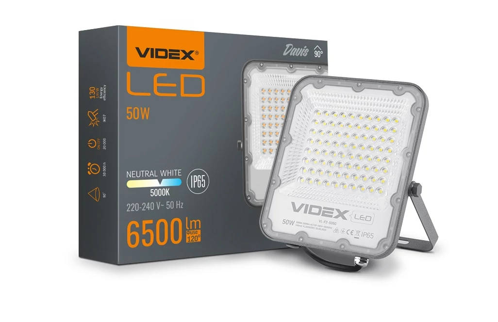 Videx Davis 50 W-os 5000K  6 500lm   LED reflektor