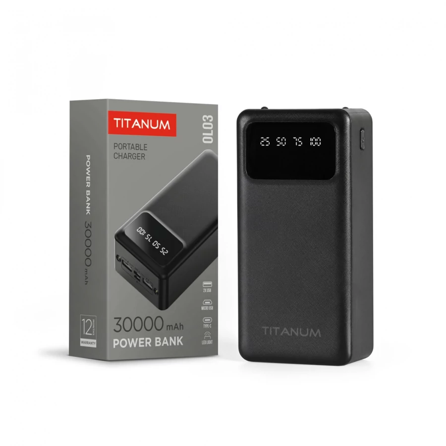 Videx TITANUM power bank  fekete szí­nű  30000mAh  OL03