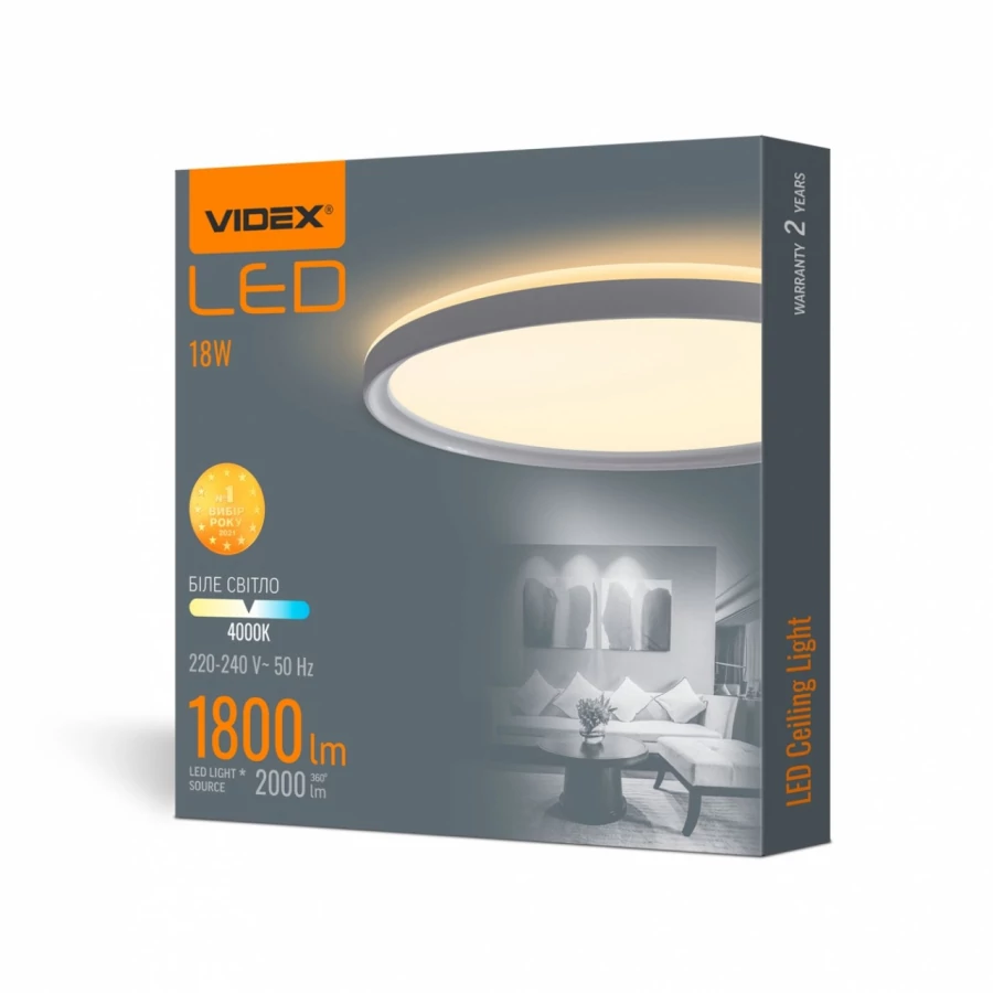 Videx 18 W-os  átm.292 mm fehér szí­nű kerek natúr fehér mennyezeti lámpa
