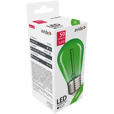 Avide Dekor LED Filament fényforrás 0.6W E27 Zöld