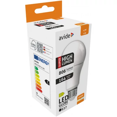 Avide LED Globe A60 4.9W E27 NW 4000K Super High Lumen