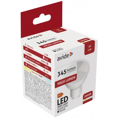 Avide LED Spot Alu+plastic 4W GU10 WW 3000K