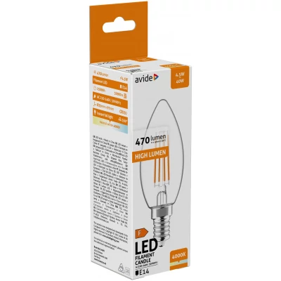 Avide LED Filament Candle 4.5W E14 NW 4000K