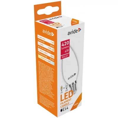 Avide LED Opál Filament Candle 4W E14 NW 4000K