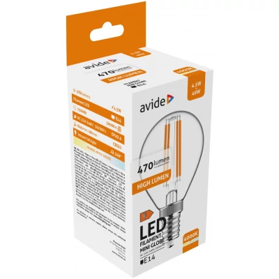 Avide LED Filament Mini Globe 4.5W E14 NW 4000K