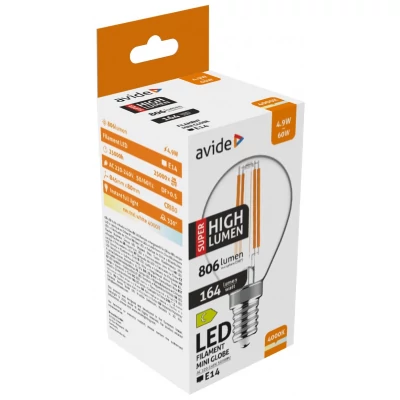 Avide LED Filament Mini Globe 4.9W E14 NW 4000K Super High Lumen